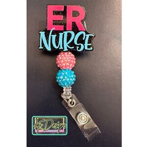 ER Nurse badge reel with beads